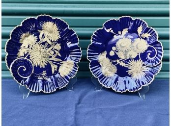 Pair Of Antique Tiffany And Company Spode Copeland Decorative  Plates - Lapis And Gold