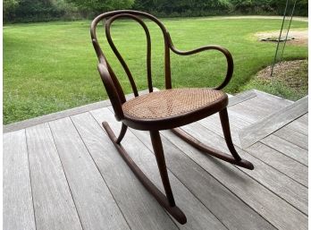Antique Vintage Child's Bentwood And Cane Rocking Chair