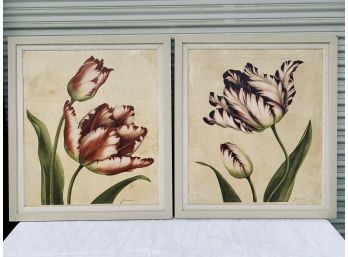 Pair Of Framed Tulips Printed On Canvas Purchased From Designer Mark Hampton