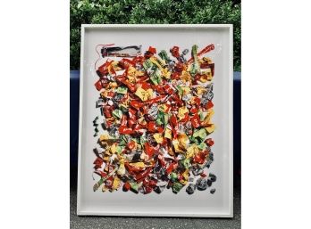 Signed Print In White Frame 2013 - Wrigley Gum Wrappers - Mark Humphries Gallery