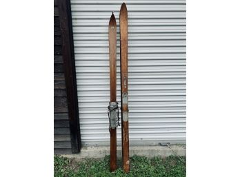 Collection Of Antique Skis - 2 Pairs Wooden
