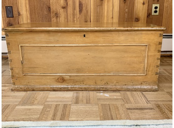 Antique Pine Wood Storage Trunk - No Key Present