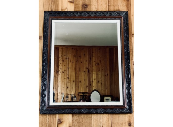 Stained Carved Wood Hanging Mirror