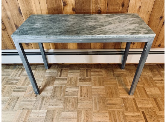 Rectangular Table With Marble Top And Metal Base