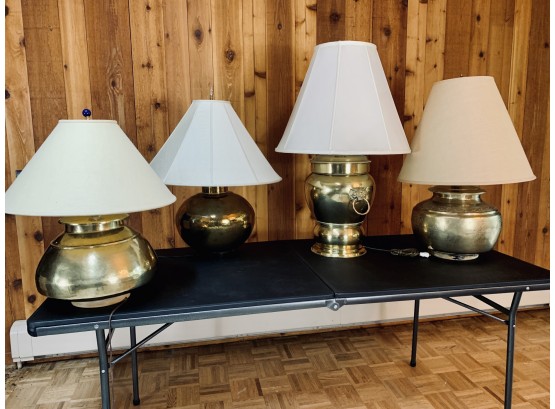Collection Of 4 Brass Table Lamps