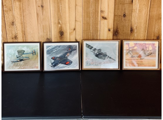 Collection Of 4 Framed Vintage Aviation Prints