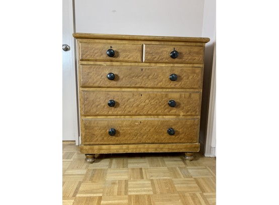 Antique Hand Painted Chest Of Drawers - 5 Drawers - Painted To Look Like Wood Grain