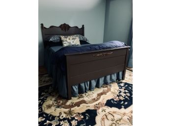 Brown Painted Carved Wood Full Size Bed