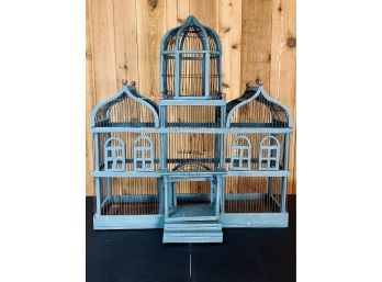Antique Wood And Metal Painted Birdcage