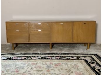 Vintage Wood Storage Console - 4 Drawers, 2 Doors - No Keys Present