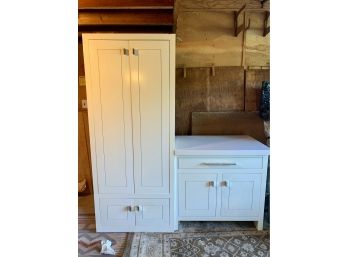 2 Components Of Kitchen Cabinetry - Off White With Chrome Hardware