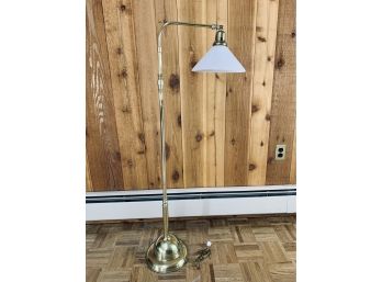 Brass Floor Lamp With White Glass Shade