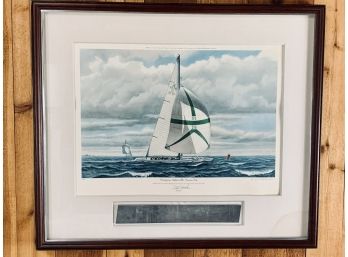 Framed Numbered And Signed Americas Cup Print - Signed By Helmsman Ted Hood And Artist David Lockhart