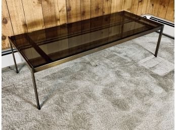 Vintage Brass And Smoked Glass Coffee Table