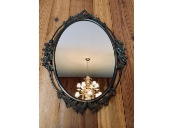 Oval Brass Metal Framed Hanging Mirror