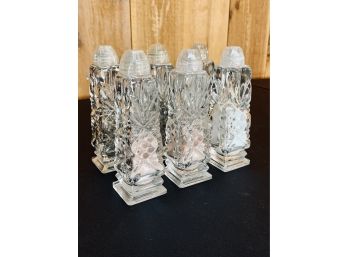 3 Set Of Cut Glass Salt And Pepper Shakers