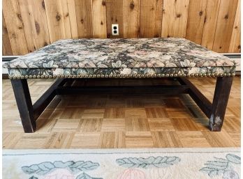 Tapestry Coffee Table With Dark Wood Legs - Nailhead Detail