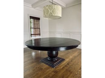 Stunning Handmade Round Vermont Farm Table With Pedestal Base - Stained Chocolate Brown