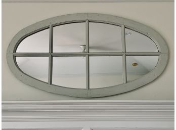 Large Distressed Painted  Dove Grey Windowpane Hanging Mirror