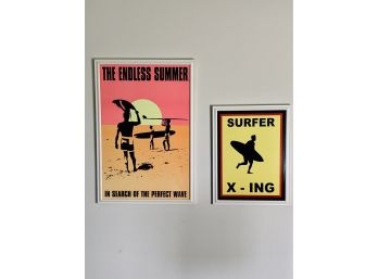 Pair Of Framed Surfing Posters