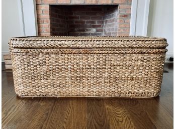 Large Woven Rattan Coffee Table/trunk With Tray Top From Mecox Gardens