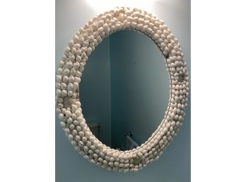 Pretty Oval White Shell Hanging Mirror