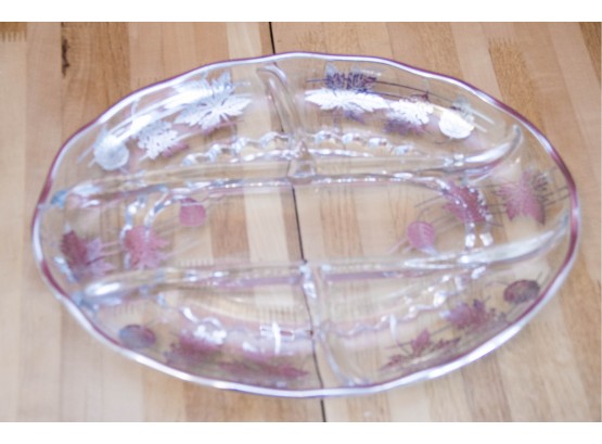 Vintage Crudite Dish - Glass And Silver