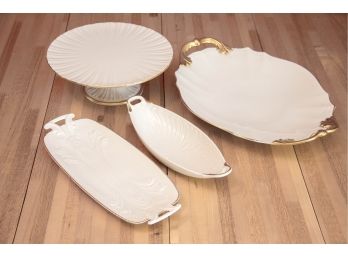 Lot Of 4 Lenox Serving Plates Including Cake Stand