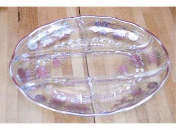 Vintage Crudite Dish - Glass And Silver