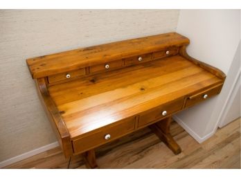 Vintage Style Wood Desk With White Knobs