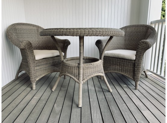 Restoration Hardware Outdoor Wicket Patio Set - Tan Wicker With Sand Cushions