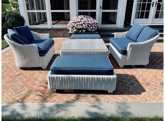 Collection Of White Painted Outdoor Wicker Set