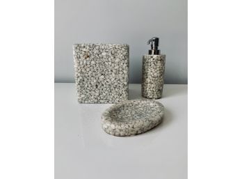 Set Of Tissue Box, Soap Dish, And Soap Dispenser