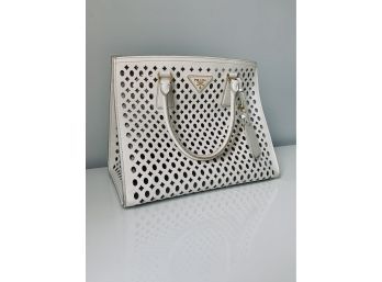 Prada Tote Bag - Cream Punched Out Leather With Handles