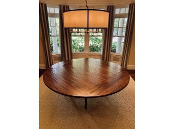 Bausman Collection Large Dark Wood Round Dining Table - Top Is Distressed