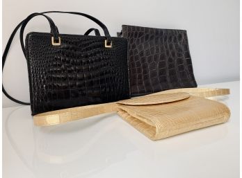 Collection Of 3 Crocodile And Lizard Bags - Gucci, Zagliani And Unmarked