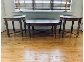 Embossed Coffee Table And Pair Of Matching Side Tables
