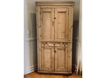 Antique Pine Corner Cabinet With 2 Doors And 1 Drawer