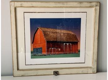 Framed Signed And Numbered Photograph 'Amish Barn' - Rustic Wood Frame
