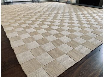 Woven Jute Rug With Checkerboard Pattern