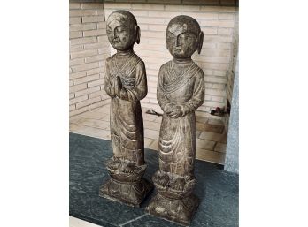 Pair Of Carved Stone Asian Figures