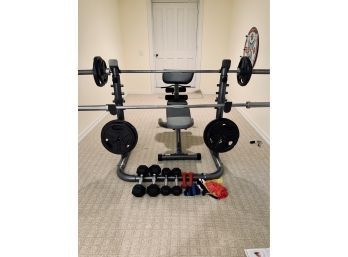 Workout Bench With Free Weights And Dumbbells