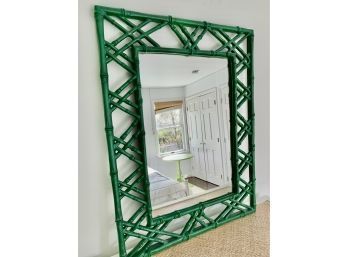 Green Faux Bamboo Composite Mirror