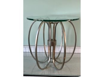 Single Round Metal And Glass Side Table