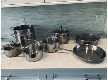 Set Of Calphalon Pots And Pans And 1 Mauviel Saucepan
