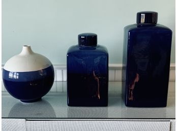 Collection Of 3 Ceramic Pieces - Navy