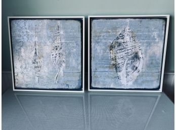 Pair Of Shell Prints On Canvas - La Vie De Mer 1 And 2