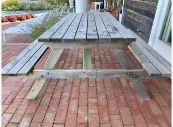 Wood Picnic Table With Umbrella Hole - Table With Attached Benches