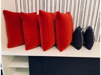 Collection Of Custom Navy And Red Throw Pillows - 2 Navy And 4 Red