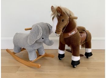 Collection Of Childs Rocking Elephant And Riding Horse On Wheels